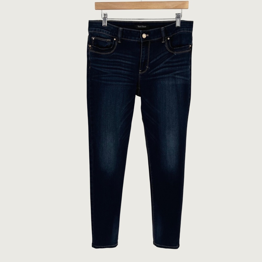 White House Black Market Womens Skinny Leg Mid Rise Jeans Size 8 Blue Dark Wash